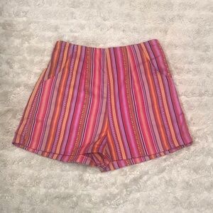 Kaisely festival red/multicolored striped high-waisted shorts Size Small